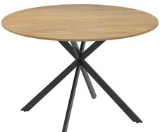 Dining Table for 4, 120 cm Industrial Kitchen Table with Wood Effect Tabletop and Steel Legs, Oak