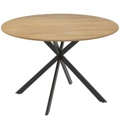 Dining Table for 4, 120 cm Industrial Kitchen Table with Wood Effect Tabletop and Steel Legs, Oak
