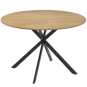 Dining Table for 4, 120 cm Industrial Kitchen Table with Wood Effect Tabletop and Steel Legs, Oak