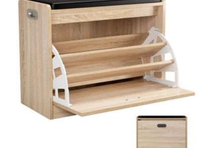 BRAND NEW Shoe Rack 3 Tiers Furniture Bench and Bathroom Seat Stool for Footwear (Oak)
