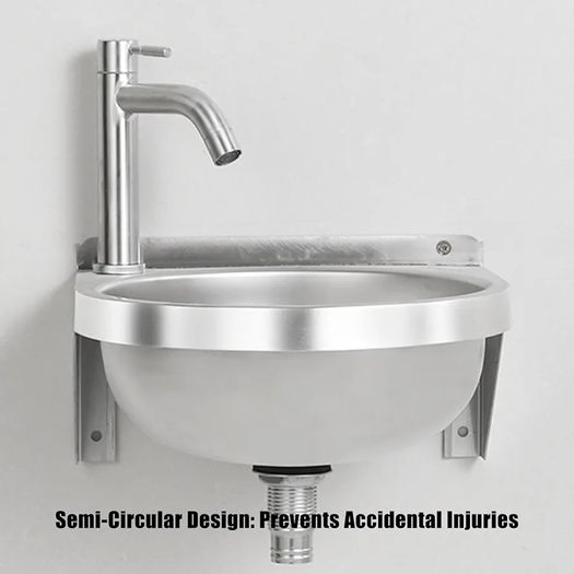 Small Bathroom Sink Washroom Semi-Circular Sink Washing Basin  Washbasin with Faucet for Bathroom Restroom Vanity Kitchen Laundry Restaurant Home Cafe Hotel