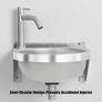 Small Bathroom Sink Washroom Semi-Circular Sink Washing Basin  Washbasin with Faucet for Bathroom Restroom Vanity Kitchen Laundry Restaurant Home Cafe Hotel Image 5