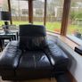 Corner leather sofa, footstool and arm chair Image 2