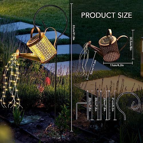 Solar Watering Can Light, LED Solar String Lights Waterproof Dual Mode Water Can Lights for Garden Patio Yard Pathway Lantern Plant Decoration