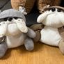 x2 Grey and Brown bulldog fabric door stopper filled with sand Image 2