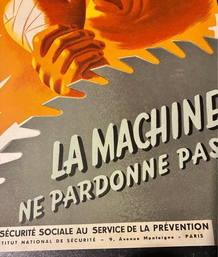 Original 1949 French Industrial Safety Poster