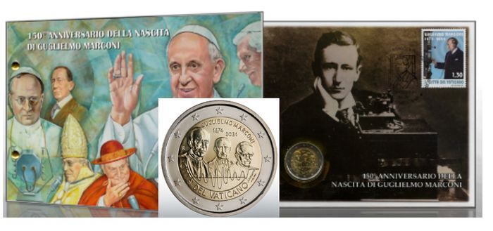 Vatican 2 Euro Special Uncirculated Coin 2024 - 150th anniversary of the birth of Guglielmo Marconi