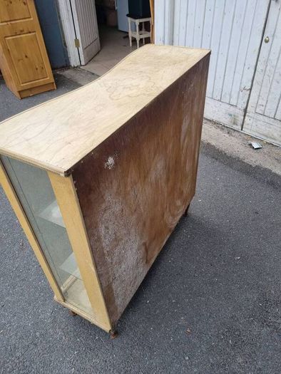 vintage mid century glass display cabinet