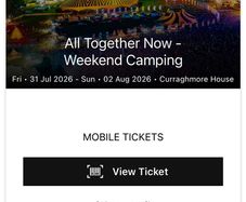ATN All Together Now Camping Ticket x1