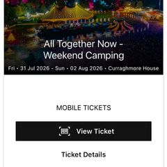 ATN All Together Now Camping Ticket x1