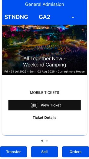 ATN All Together Now Camping Ticket x1