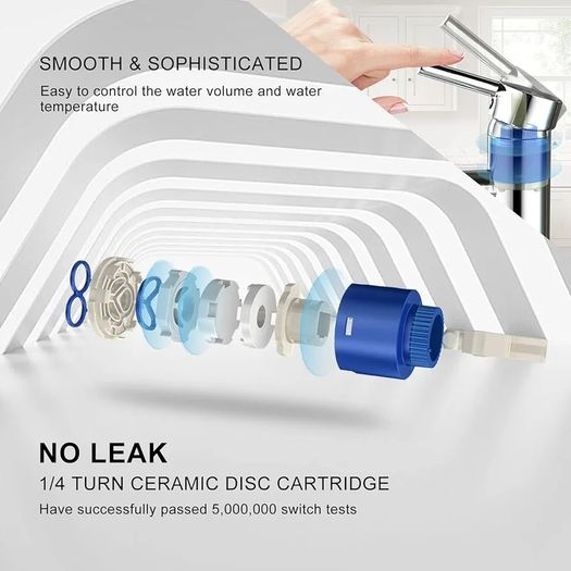 Basin Mixer Taps with Pop Up Waste Slotted Bathroom Sink Tap Mixers Washroom Cloakroom Taps Single Lever Chrome Stainless Steel with G1/2 Hoses Round 1 Hole