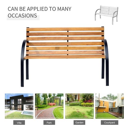 Garden Bench, 122Lx60Wx80H cm-Steel/Wood (FREE POSTAGE)