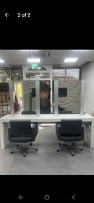 double sided salon table  with 4  mirrors and 8 sockets