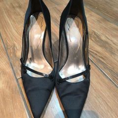 Black Satin Pointed Toe Heels
