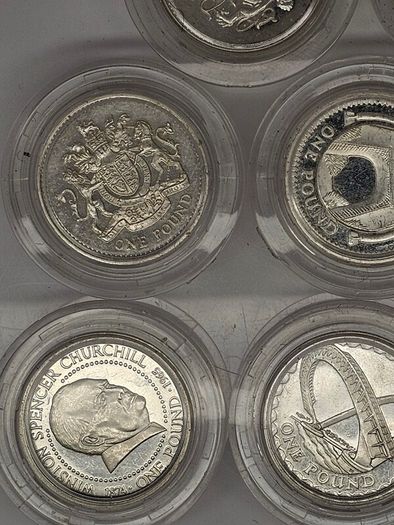 Great Britain Silver Proof 1984 1999 2007 2005 2004 2006 2003 1999 2002 1 Pound Silver Coins in Original Capsules