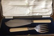 Vintage boxed Fish Serving Knife and fork