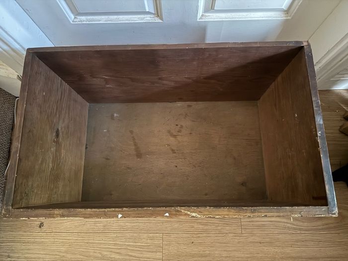 Vintage Industrial Wooden Storage Drawer / Crate with Brass Cup Handle