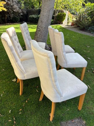 6 x Upholstered Button-Back Dining Chairs  Oak
