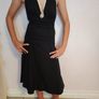 Black halterneck dress with cream trim Image 3