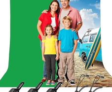 NEW SALE | Green Screen Background Kit, 2m x 3m (9.5 x 6.5 ft) Photography Backdrop, Portable GreenScreen for Live Streaming, Zoom Meeting, Gaming, Portrait, Video Shooting