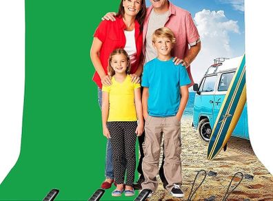 NEW SALE | Green Screen Background Kit, 2m x 3m (9.5 x 6.5 ft) Photography Backdrop, Portable GreenScreen for Live Streaming, Zoom Meeting, Gaming, Portrait, Video Shooting
