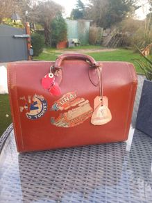 1950s leather doctor's bag, Cunard sticker, D18