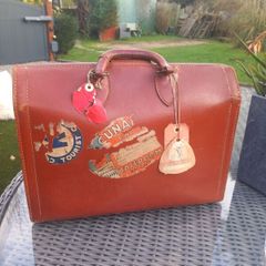1950s leather doctor's bag, Cunard sticker, D18