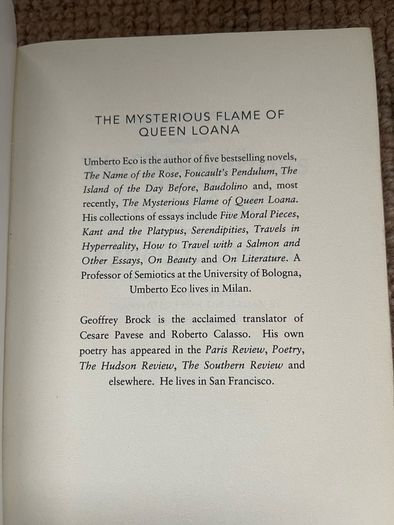 The Mysterious Flame of Queen Loana (Umberto Eco)