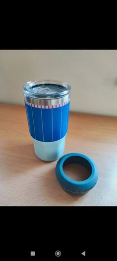Stainless Steel Lidded Tumbler Hot & Cold Travel Mug Blue