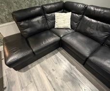 Italian leather right-hand facing corner sofa