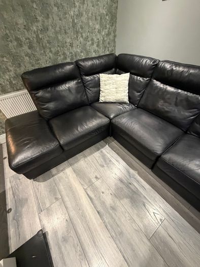 Italian leather right-hand facing corner sofa