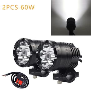 2PCS 60W Additional Led Headlights for Motorcycle Universal Moto Spotlight LED Motorcycle Headlight Auxiliary 12V 24V Car Lamp