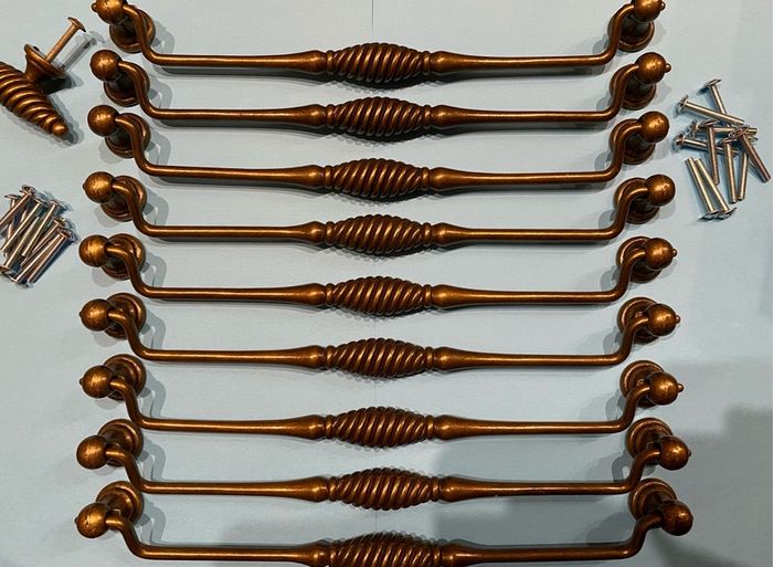 Decorative drawer handles , antique brass 275mm wide