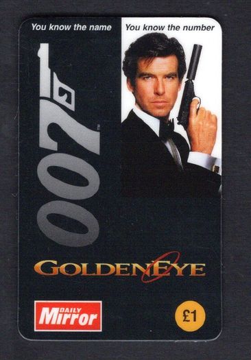 1995 Great Britain UK1 007 (James Bond) Goldeneye (Remote Memory) Call Card Mint