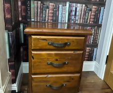 Mahogany mirror unit and two bedside lockers
