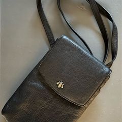 New Fatface leather phone bag - Black Bee