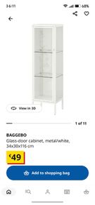 Glass door cabinet from IKEA. Fully assembled and in perfect condition