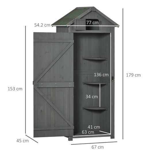 Garden Shed Vertical Utility 3 Shelves Shed Wood Outdoor Garden Tool Storage Unit Storage Cabinet, 77 x 54.2 x 179cm MULTIPLE COLOURS AVAILABLE (FREE SHIPPING)