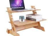 Bamboo Standing Computer Desk Monitor Stand Riser Stand Steady Up Adjustable Height Desktop Laptop Workstation Converter
