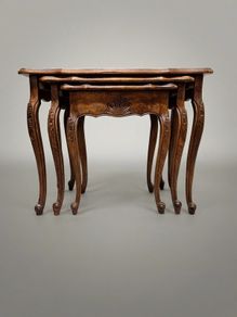 Charming Set of Three Antique French Oak Nesting Tables
