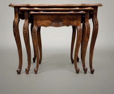 Charming Set of Three Antique French Oak Nesting Tables