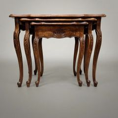 Charming Set of Three Antique French Oak Nesting Tables