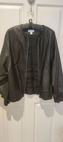 black real leather bomber