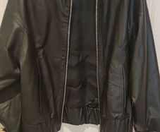 black real leather bomber