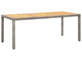 Garden Table Grey 190x90x75 cm Poly Rattan and Acacia Wood