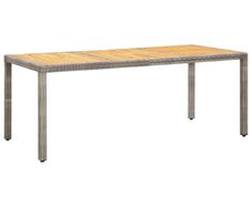 Garden Table Grey 190x90x75 cm Poly Rattan and Acacia Wood