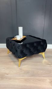 Luxury Velvet Chesterfield Coffee Table 63x63x35cm Square Velvet