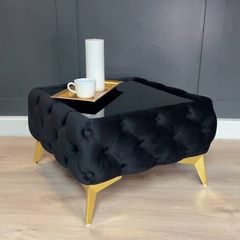 Luxury Velvet Chesterfield Coffee Table 63x63x35cm Square Velvet