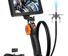 NEW SALE | Articulating Borescope Camera with Light, Two-Way Articulated Endoscope Inspection Camera with 6.4mm Tiny Lens, 5" IPS 1080P HD Screen, 8X Zoom, 8 LED Light Snake Camera for Automotive, Plumbing
